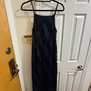 Elegant Navy and Black Floral Women's Dress